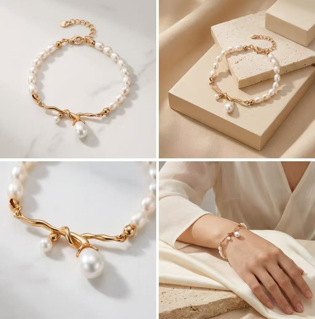 Entwined Pearl Bracelet in Sterling Silver