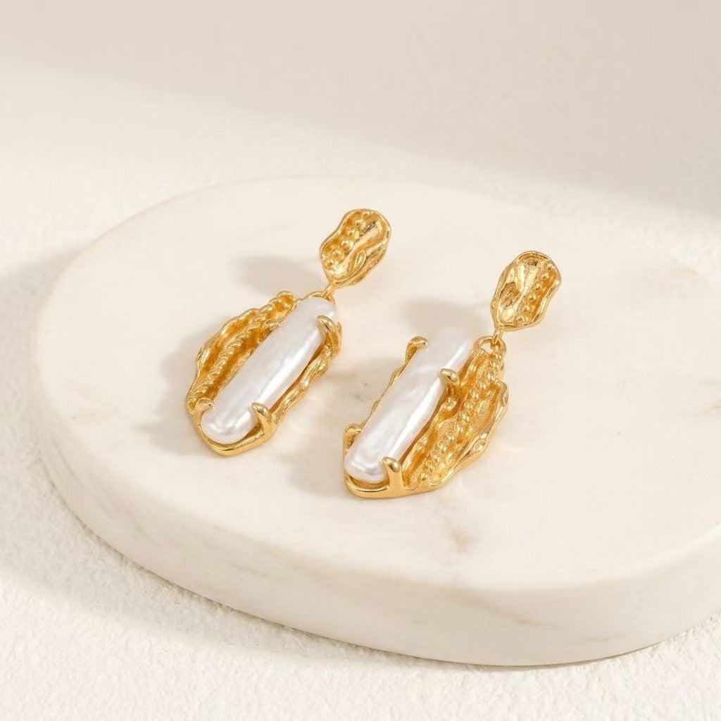 Auric Pearl Frame Earrings