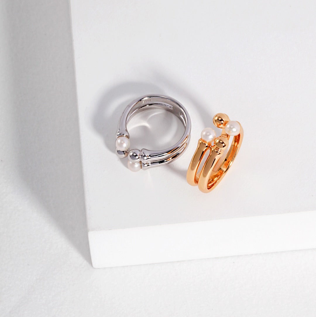 Pearl Open Ring in Sterling Silver