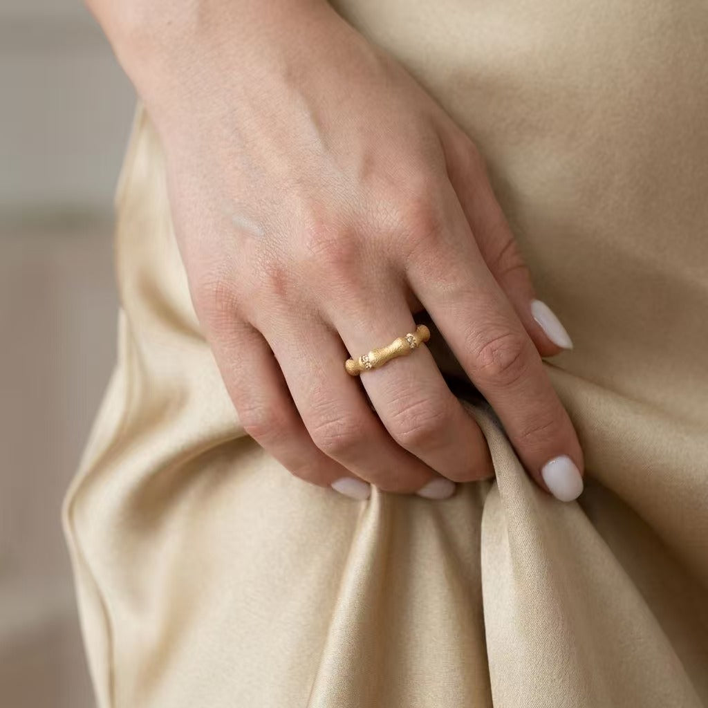 Textured Wave Open Ring